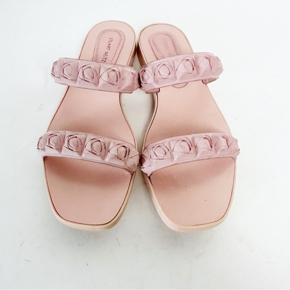 Stuart Weitzman Dusty Rose Rosita Debossed Sandals Rubber Slides 7 BarbieCore - Picture 6 of 13